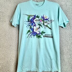 Vintage 1980s Stedman Super 50 Detroit OREGON Humming Bird Nature T Shirt Size M